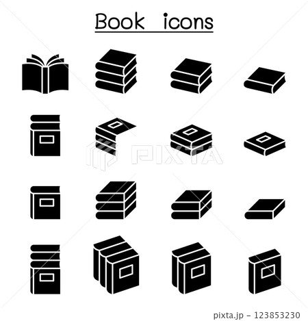 Book icon set in glyph style 123853230