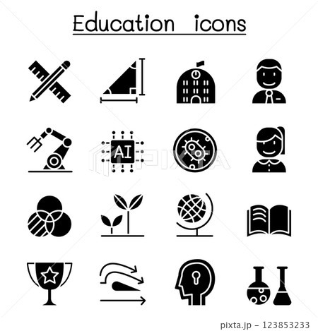 School and Education icon set in glyph style School and Education icon set in glyph style 123853233
