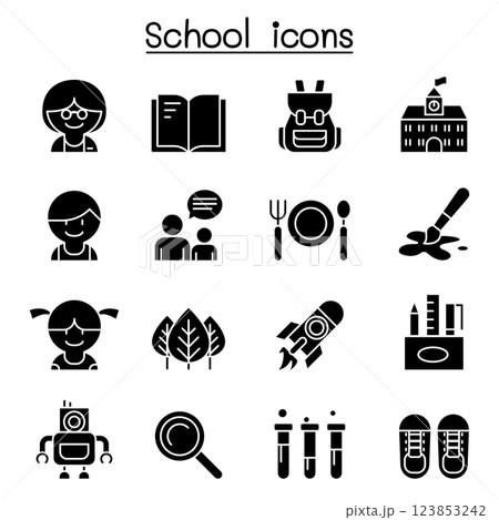 School icon set in glyph style School icon set in glyph style 123853242