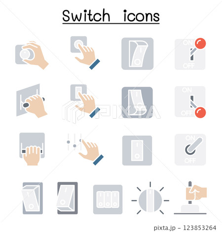 Switch icon set in flat color style 123853264
