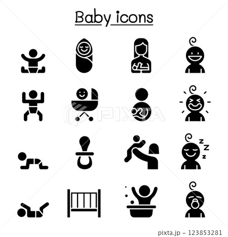 Baby icon set in glyph style Baby icon set in glyph style 123853281