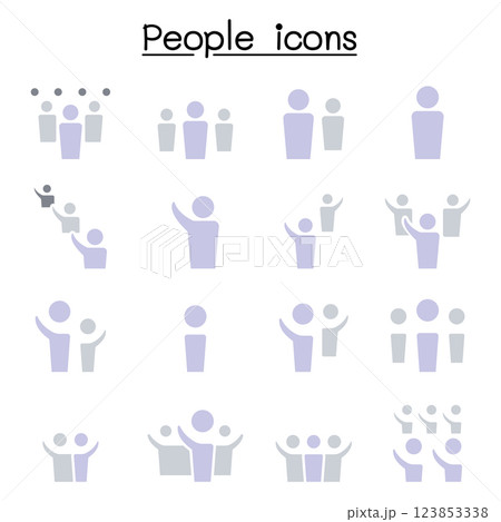 People icon set in flat color style 123853338