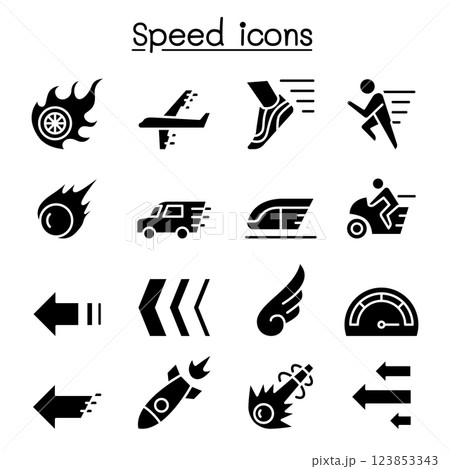 Speed icon set in glyph style 123853343