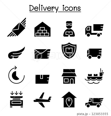 Delivery and Logistic icon set in glyph style Delivery and Logistic icon set in glyph style 123853355