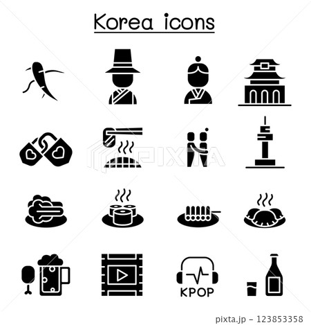 Korea icon set in glyph style 123853358