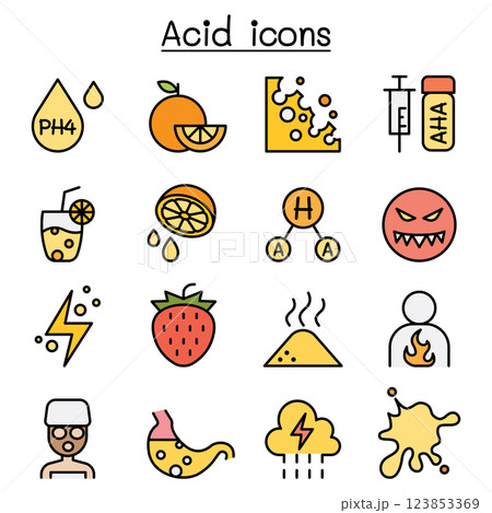 Acid icon set in colorline style 123853369