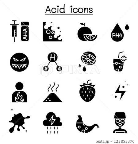 Acid icon set in glyph style Acid icon set in glyph style 123853370