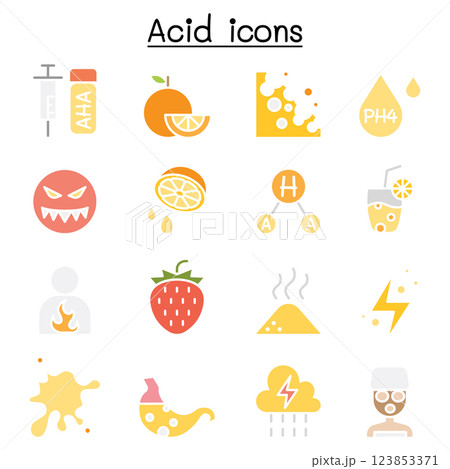 Acid icon set in flat color style 123853371