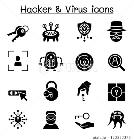 Hacker icon set in glyph style 123853379