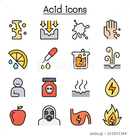 Acid icon set in colorline style 123853384