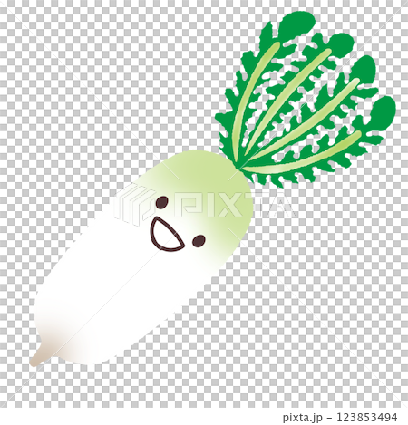 フチなしかわいい大根イラスト 123853494