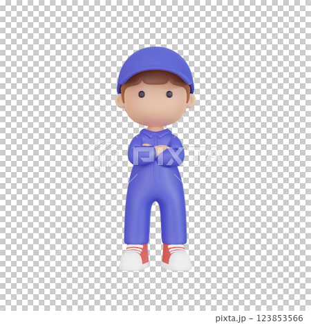 3DCG | Male worker standing with arms folded 3DCG | Male worker standing with arms folded 123853566