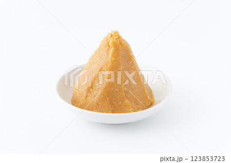 お皿に盛りつけた米味噌（白） 123853723