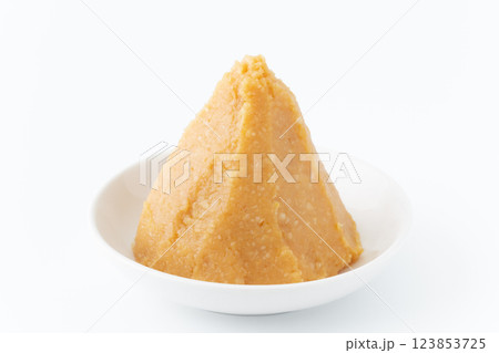 お皿に盛りつけた米味噌(白) お皿に盛りつけた米味噌(白) 123853725