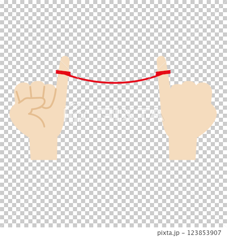 Illustration of fingers tied with red thread Illustration of fingers tied with red thread 123853907