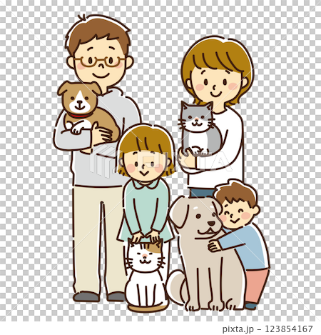young family and pets 123854167