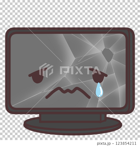 螢幕破裂的顯示器哭泣的插圖 123854211