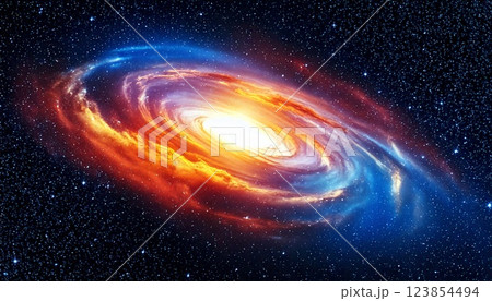 色とりどりの星雲と星々が輝く銀河の神秘的な宇宙風景 123854494