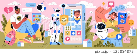 AI Co-Parent concept. The intersection of technology and parenting engages users with digital tools for support, communication, and monitoring. It captures the blend of tech-driven parenting AI Co-Parent concept. The intersection of technology and parenting engages users with digital tools for support, communication, and monitoring. It captures the blend of tech-driven parenting 123854875