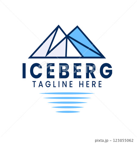 Iceberg Logo, Ice Blue Antarctic Mountains Vector. Design in Ice and snow Landscape. Illustration template icon suitable for Company, Expedition, Environment, Adventure logo 123855062