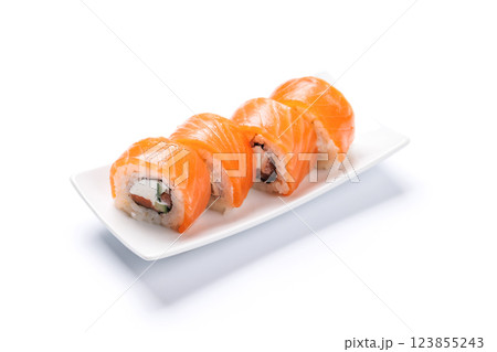 Sushi maki beautifully arranged on plate Sushi maki beautifully arranged on plate 123855243