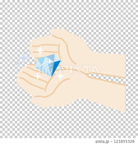 Hand holding a sparkling diamond 123855326