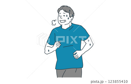 息を切らせて走る中年の男性のイラスト素材 息を切らせて走る中年の男性のイラスト素材 123855410