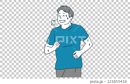 息を切らせて走る中年の男性のイラスト素材 息を切らせて走る中年の男性のイラスト素材 123855410