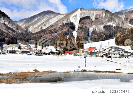 簗場駅付近より鹿島槍スキー場方面を望む(長野県大町市)【2025.3】 123855472