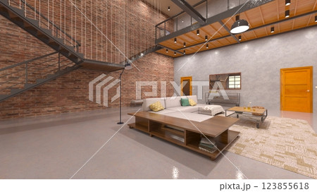 レンガの壁のミーティングルーム 123855618