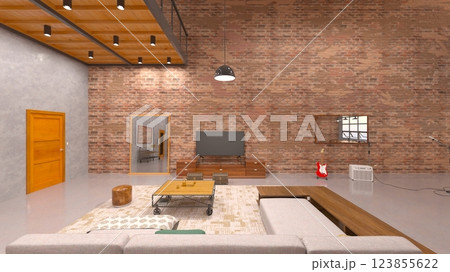 レンガの壁のミーティングルーム 123855622