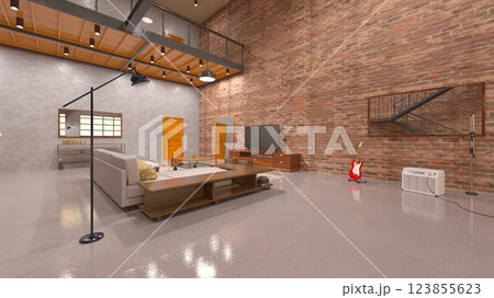 レンガの壁のミーティングルーム 123855623