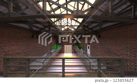 レンガの壁のミーティングルーム 123855627