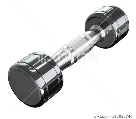 Blank Round Dumbbell, chrome weightlifting gym equipment side view 123855740