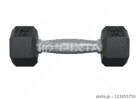 Hex Dumbbell with number 2.5, weightlifting gym equipment side view 123855750