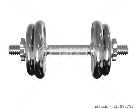 Cast Iron Chrome Adjustable Dumbbell, weightlifting gym equipment, side view 123855753