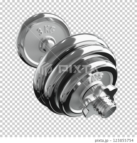 Cast Iron Chrome Adjustable Dumbbell, weightlifting gym equipment, side view 123855754