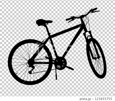 Black silhouette of bicycle standing on kickstand 123855755