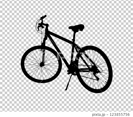 Black silhouette of bicycle standing on kickstand Black silhouette of bicycle standing on kickstand 123855756