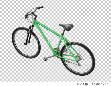 Green bicycle, side top view isolated on white background, 3D illustration Green bicycle, side top view isolated on white background, 3D illustration 123855757