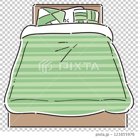 Simple bed illustration line drawing Simple bed illustration line drawing 123855976