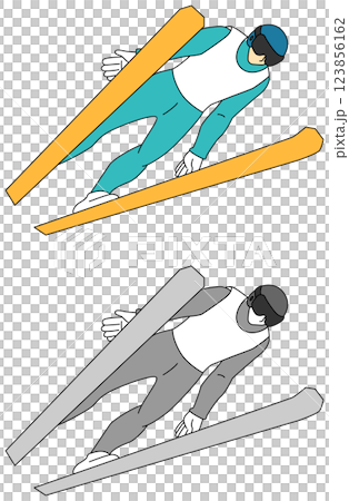 跳台滑雪運動員插圖集 123856162