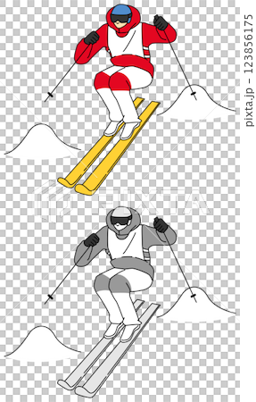 滑雪和滑雪板運動員插圖集 123856175