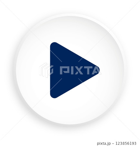 Play music arrow. Media player triangle arrow with music track play symbol icon in neomorphism style for mobile app. Button for mobile application or web. Vector on white background Play music arrow. Media player triangle arrow with music track play symbol icon in neomorphism style for mobile app. Button for mobile application or web. Vector on white background 123856193
