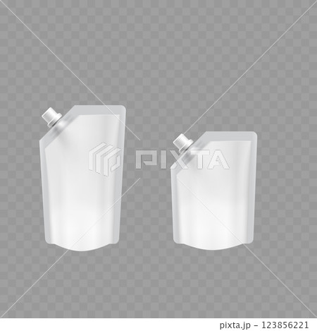 White Stand-Up Pouch Mockup Set with Cap Vector 123856221