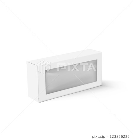 White Product Packaging Box with Transparent Window Vector 123856223