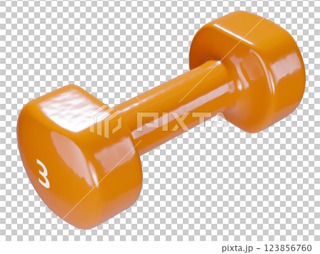 Round vinyl rubber Dumbbell, weightlifting gym equipment side view 123856760