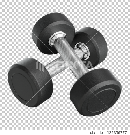 Two Blank Round Rubber Dumbbells, weightlifting gym equipment top view Two Blank Round Rubber Dumbbells, weightlifting gym equipment top view 123856777