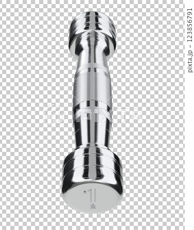 Round Chrome Dumbbell with number 1, weightlifting gym equipment top view 123856791