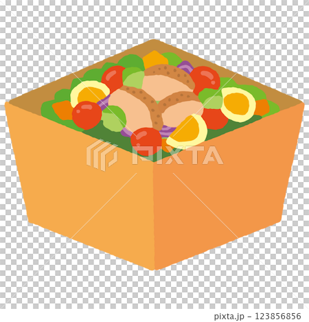 紙質容器中沙拉的插圖 123856856